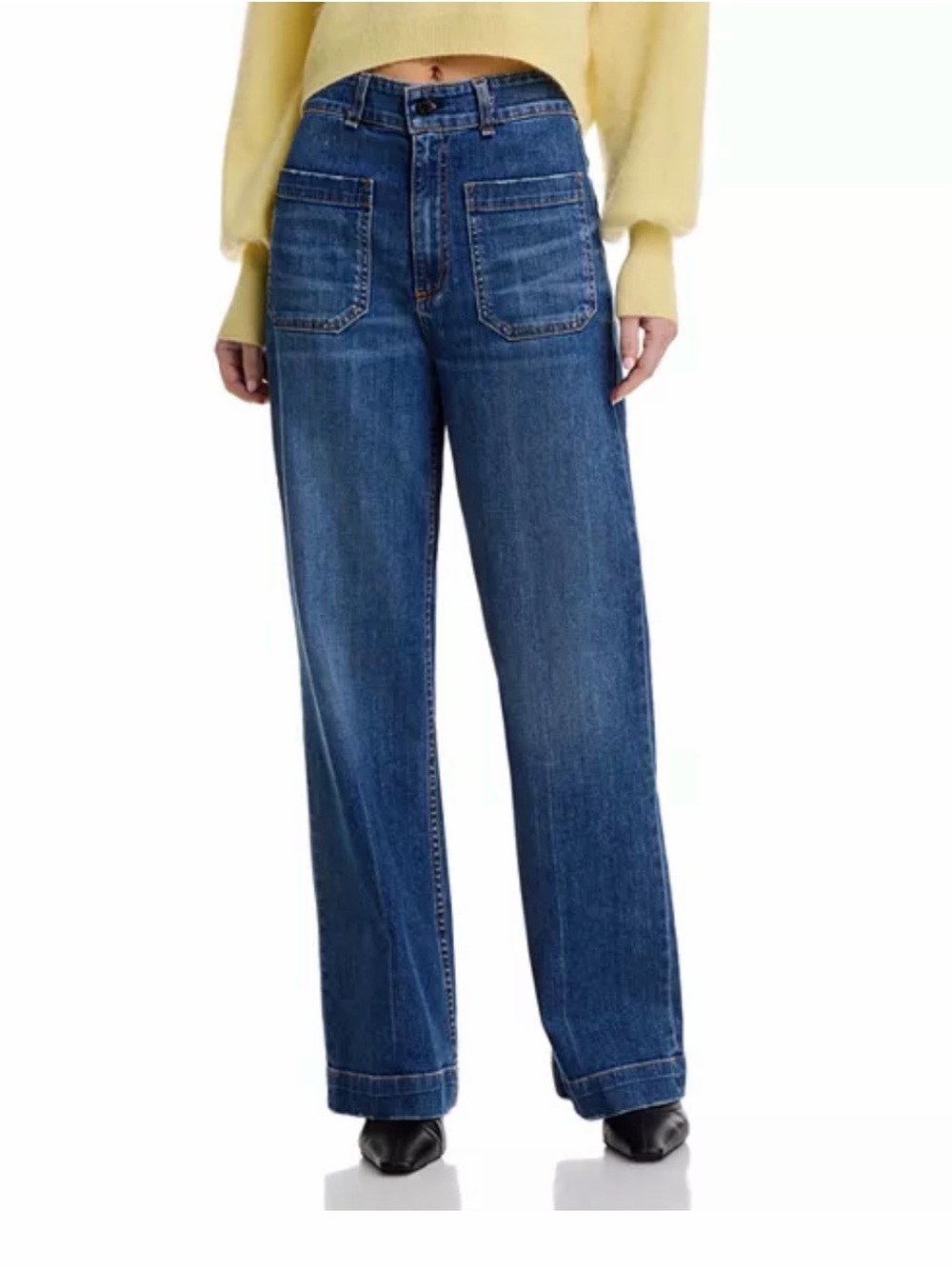 ASKK NY High-Rise Wide-Leg Jeans in Dark Blue Denim